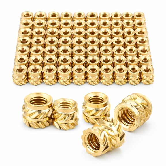 100 Pcs M3 Heat Set Threaded Inserts, Brass Knurled Insert Nuts for Plastic, M3 Internal Thread Fasteners Kit for 3D Printing, Model Making, DIY Plastic Components