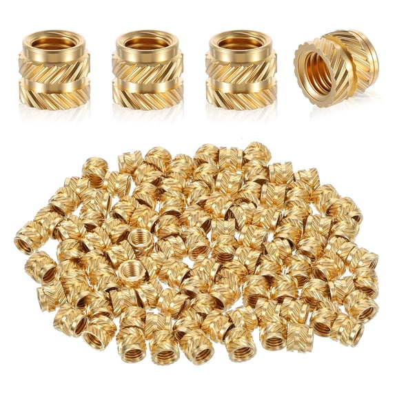 100 Pcs M5 Threaded Insert M5 Heat Set Inserts 3D Printing Brass Nuts Knurled Twill Thread Nut Inserts for Loptop Automotive Plastic Shells