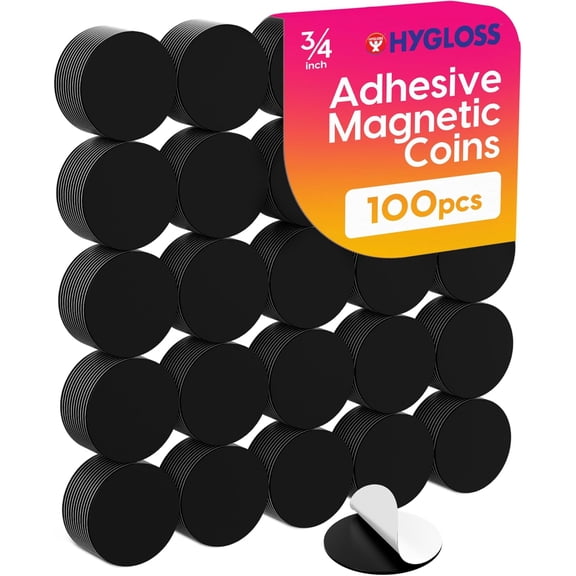 100 Pcs Magnetic Dots with Adhesive Backing 3/4-Inch Round Sticky Magnet Dots Small Magnets for Crafts Thin Flat Circle Magnetic Stickers for Fridge, Classroom, Whiteboard, Pictures
