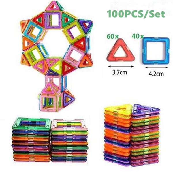 100 Pcs Magnetic Tiles for 3 4 5 6 7 8+ Year Old Boys Girls Toddlers