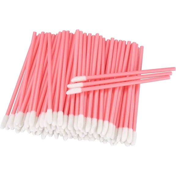 100 Pcs Make Up Lipstick Brushes, Lip Gloss Brushes, Lipstick Applicator Brushes, Makeup Lip Applicators Wands, Lip Gloss Concealer Brushes for Lip Makeup - Pink