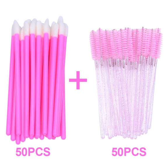 100 Pcs Makeup Brushes For Lip Eyebows Eyelash Shining Mascara Wands Applicators False Lashes Beauty Tools 100pcs pink