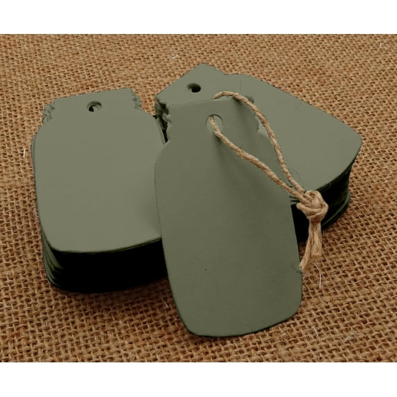 100 Pcs Mason Jar Shaped Cardstock Tags Wedding Favor Blank Hang Tag Gift with Free Natural Jute Twine - Colors Available