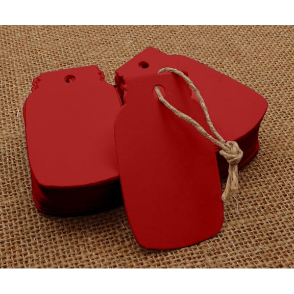 100 Pcs Mason Jar Shaped Cardstock Tags Wedding Favor Blank Hang Tag Gift with Free Natural Jute Twine - Colours Available