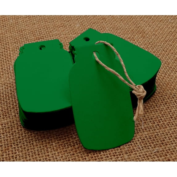 100 Pcs Mason Jar Shaped Cardstock Tags Wedding Favor Blank Hang Tag Gift with Free Natural Jute Twine - Colours Available