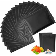 100 Pcs Matte Black Resealable Mylar Bags, 12x20cm Mylar Foil Ziplock Bags, Holographic Packaging Bags, Foil Ziplock Baggies, Smell Proof Heat Sealable for Home Coffee, Jewelry, Food Storage, Candy