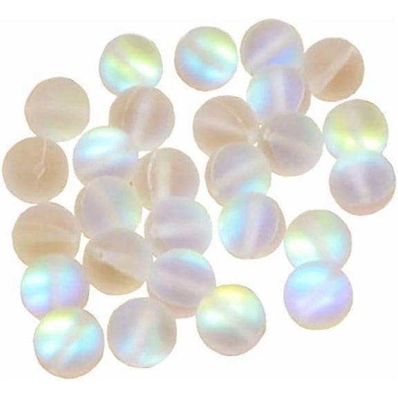 100 Pcs Matte Crystal Glass Mermaid Aurora Beads Moonstone for Jewelry Making 8mm