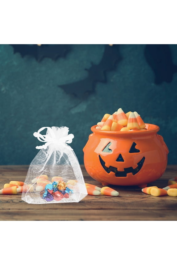 100 Pcs Organza Mesh Drawstring Bags Small Pouches for Wedding Jewelry Candy Favor Packaging