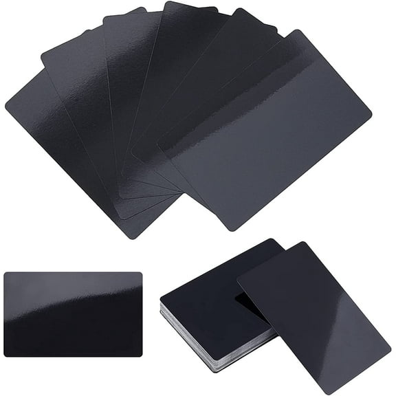 100 Pcs Metal Business Card 3.39"x2.13" Blank Black Aluminum Blanks Name Card Laser Engraved Business Card for DIY Office Customer DIY Gift Cards