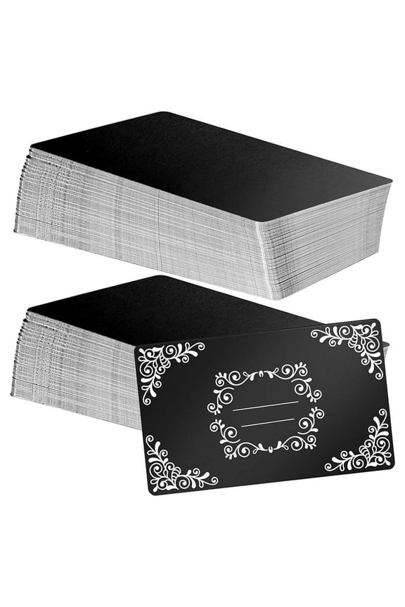100 Pcs Metal Engraving Blanks Aluminum Sheet Laser Engraving Business Card Engraving DIY Gift Cards, Matte Black