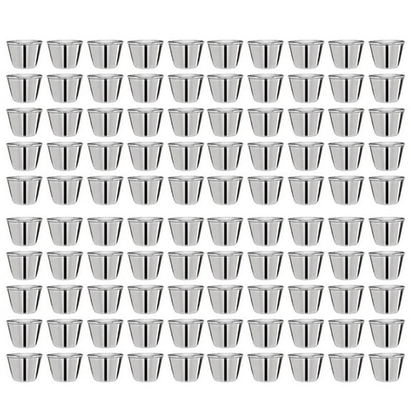 100 Pcs Metal Sauce Cups 2.5oz Ramekins, Stainless Steel Dipping Sauce Cups Metal Condiment Container Reusable