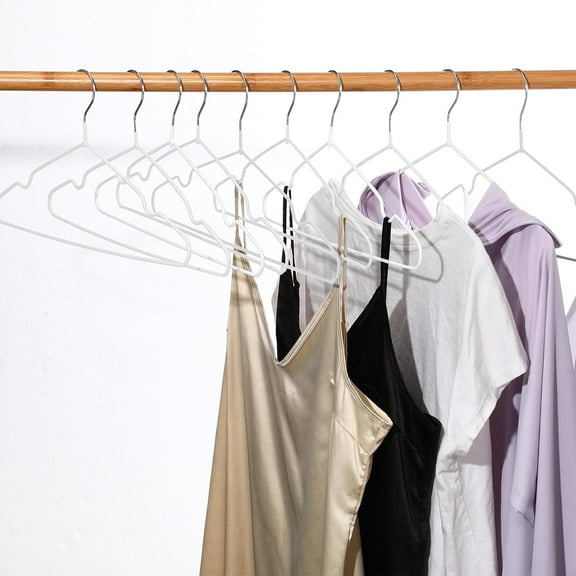 100 Pcs Metal Wire Non-Slip Hangers for Clothes Space Saving Hanger 15.7in White
