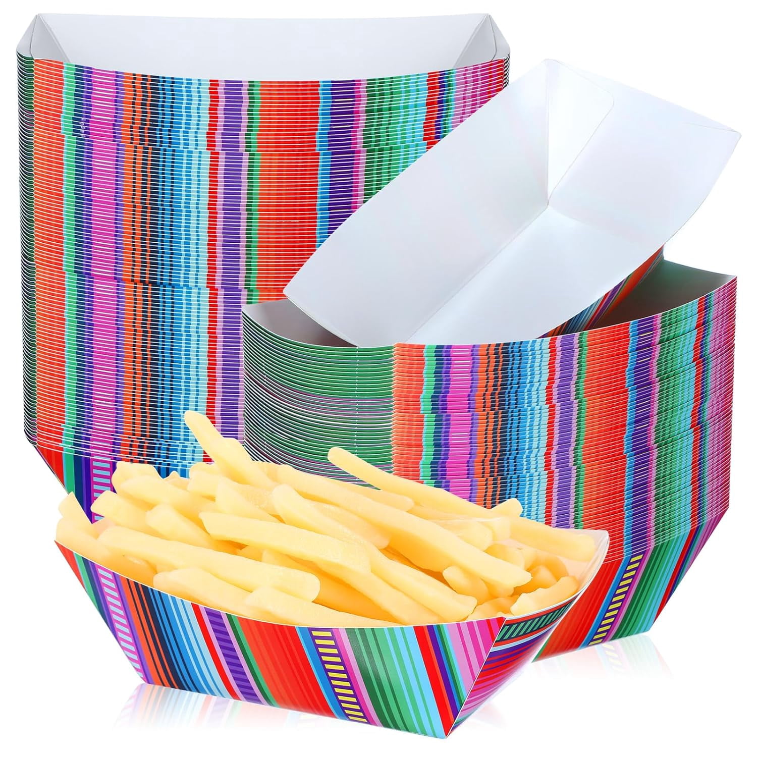 100 Pcs Mexican Nacho Trays Disposable Food Trays Fiesta Party ...