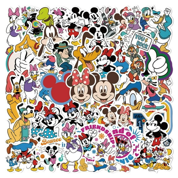 100 Pcs Mickey Stickers Anime Stickers Cartoon Waterproof Stickers for Water Bottles, Laptop,Bumper,Computer Stickers and Decals