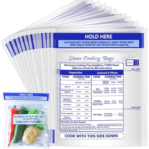 100 Pcs Microwave Steamer Bags 7.9 X 8.6 Inch Zipper Steam Cooking Bags Reusable Microwave Cooking Bag for Vegetables Potatoes and Meat (100)