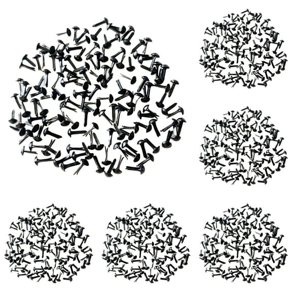 100 Pcs Mini Balck Metal Plated Round Paper Fasteners for Paper Craft Scrapbooking DIY Art Handmade Project Decorative Supplies (Black)