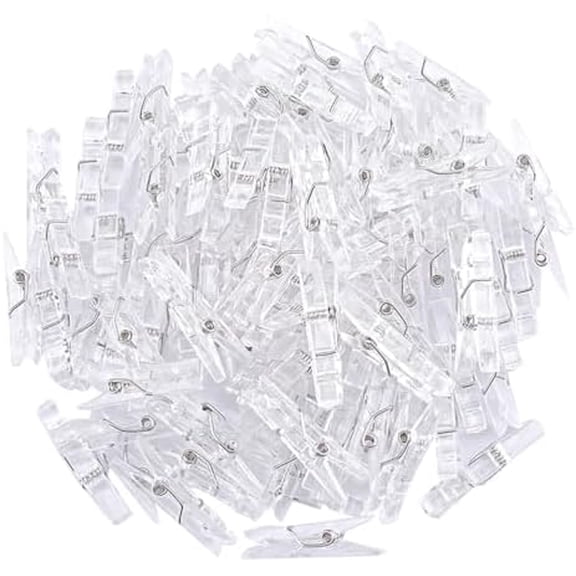 100 Pcs Mini Clear Photo Clips, Mini Clothespins Clip, Clothes Line Clips, Mini Transparent Plastic Clips$$Home Decor, Kitchen, & Other
