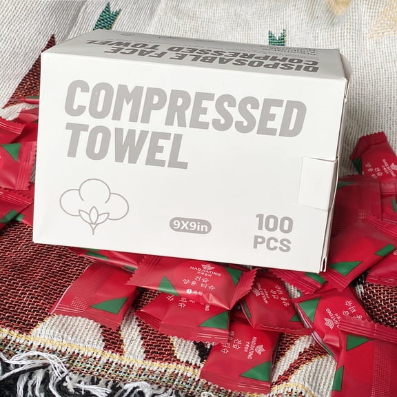 100 Pcs Mini Compressed Towels, Disposable Face Compressed Towel, Compressed Hand Wipe, Camping towel, Portable Compressed Coin Tissue for Travel/Home/Outdoor Activities (Individual packaging)