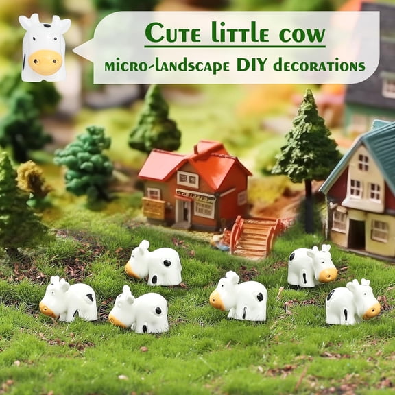 100 Pcs Mini Cows Figurines Miniature Resin Cows Animal Figurines Set for Decorating Outdoor Micro Landscape Mini Fairy Gardens, Potted Plant Accessories and Creative DIY Props$$Garden & Patio