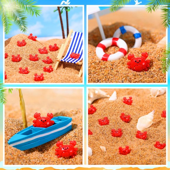 100 Pcs Mini Crab Figurine Tiny Resin Crab Realistic Ornament Decor for Fairy Gardens, Miniature Terrariums, Red Stuff Filling Gifts, Holiday Party Decorations, Tabletop Decor$$Garden & Patio