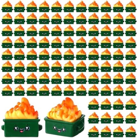 100 Pcs Mini Dumpster Figurines Miniature Resin Trash Shape with Fire Funny Emotional Desk Decor Accessories Appreciation Gifts for Christmas Office Coworker Teacher Nurse(Dumpster)