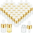 thumbnail image 1 of 100 Pcs Mini Glass Oil Dropper Bottle Bulk, 2 ml Gold Clear Essential Small Empty Bottles Sample Containers Perfume Liquid Vials with Cap for Traveling, 1 of 7
