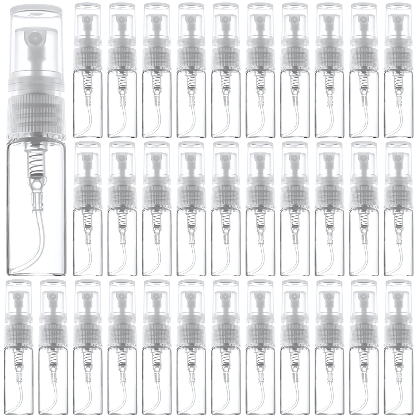 100 Pcs Mini Glass Spray Bottles, 3ml Transparent Perfume Sample Bottles with Leak-Proof Design, Travel Size Spray Bottles for Fragrance, Essential Oils, Facial Mist, and More