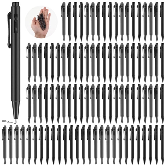 100 Pcs Mini Retractable Ballpoint Pens Black Ink 0.7mm Fine Point Pocket Size