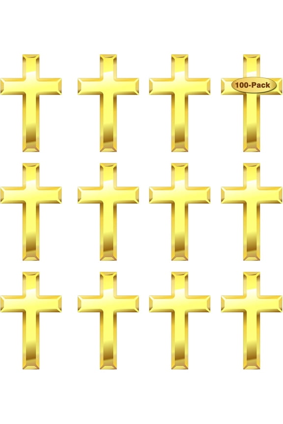 100 Pcs Mini Small Gold Cross Lapel Pins (1 in) For Men Women Religious