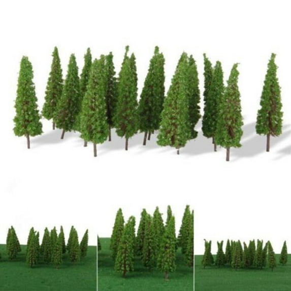 100 Pcs Model Trees, Miniature Landscape Scenery Trees Model Train Railroad Diorama Scenery Landscape for HO OO Scale 65mm Railroad Architecture Scenes
