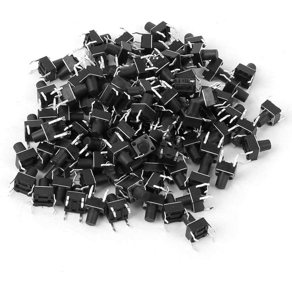 100 Pcs Momentary Tactile Push Button Switch Mini Micro Tact Switch Accessory 6 X 6 X 8Mm Pin Light Touch Switch Plastic + Iron For Home Appliance