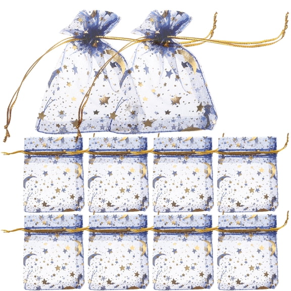 Raindrops Navy Organza Bags - Sturdy and Beautiful for Party Favors 100Pcs