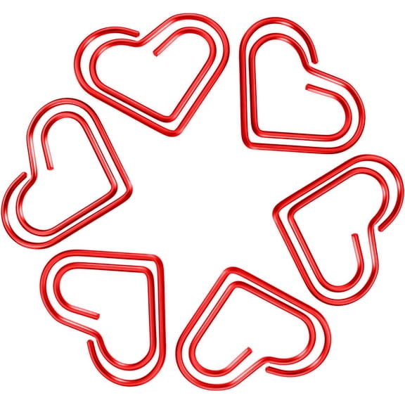 100 Pcs Muka Red Heart Shaped Clips, 1 1/8"L x 1 1/4"W