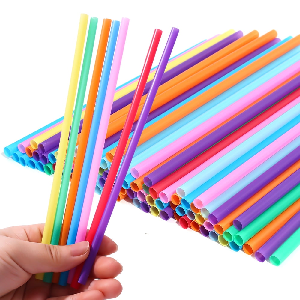 Angled Tips] 12 Pcs Reusable Boba Straws and Smoothie Straws with