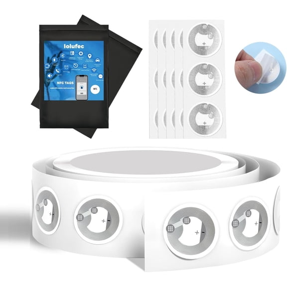 100 Pcs NFC Tags NTAG216, Programmable NFC Stickers with Adhesive Back,888 Bytes Memory, Rewritable RFID Ntag216 Tags Compatible with NFC Enabled Smartphones and Devices