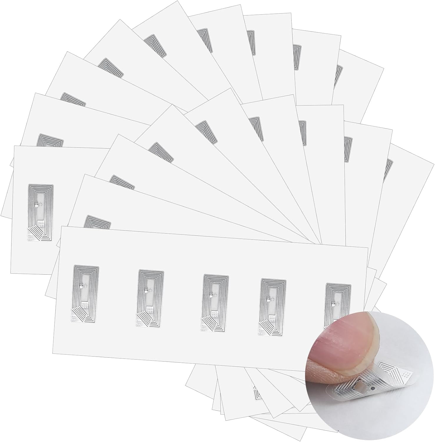 100 Pcs NFC Tags Sticker Ntag213 Adhesive Blank NFC Stickers Chip Rewritable 144 Bytes Memory Programmable RFID Stickers Tags Compatible with All NFC-Enabled