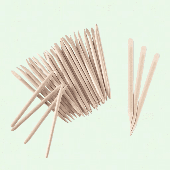 100 Pcs Nail Art Cuticle Tape, Orange Bamboo Wooden Stick, Double Sided, Multi-Purpose Wax Filler Tool