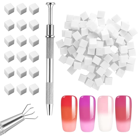 100 Pcs Nail Sponges for Ombre, Sponge Brush Applicator with Grab Pen, Gradient Nail Art Tool Set with Storage Case for Aura Blending Art, Home Salon Tech and Beginner Design Tools