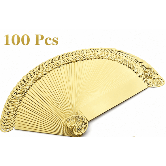 ABPETE 100 Pcs Gold Butterfly Napkin Rings, 9 in Laser Cut Foil Paper Napkin Holders for Wedding, Party, Banquet, Restaurant, Birthday and Table Place Setting Decor