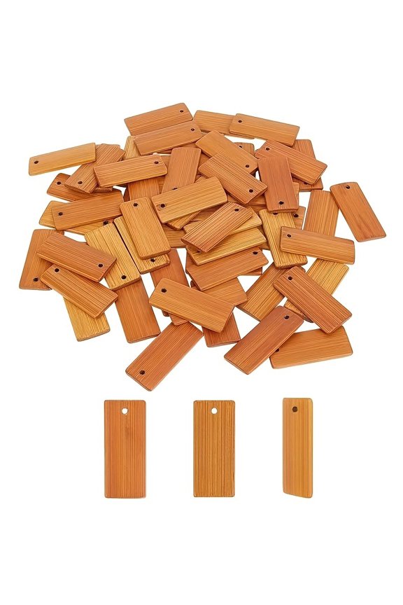 100 Pcs Natural Bamboo Wooden Tags - Blank Engravable Bamboo Tags for Key Tags, Wooden Bookmarks & DIY Craft Projects, Ideal for Personalized Keychain Blanks, Gift Tags Bulk & Event Giveaway Tags