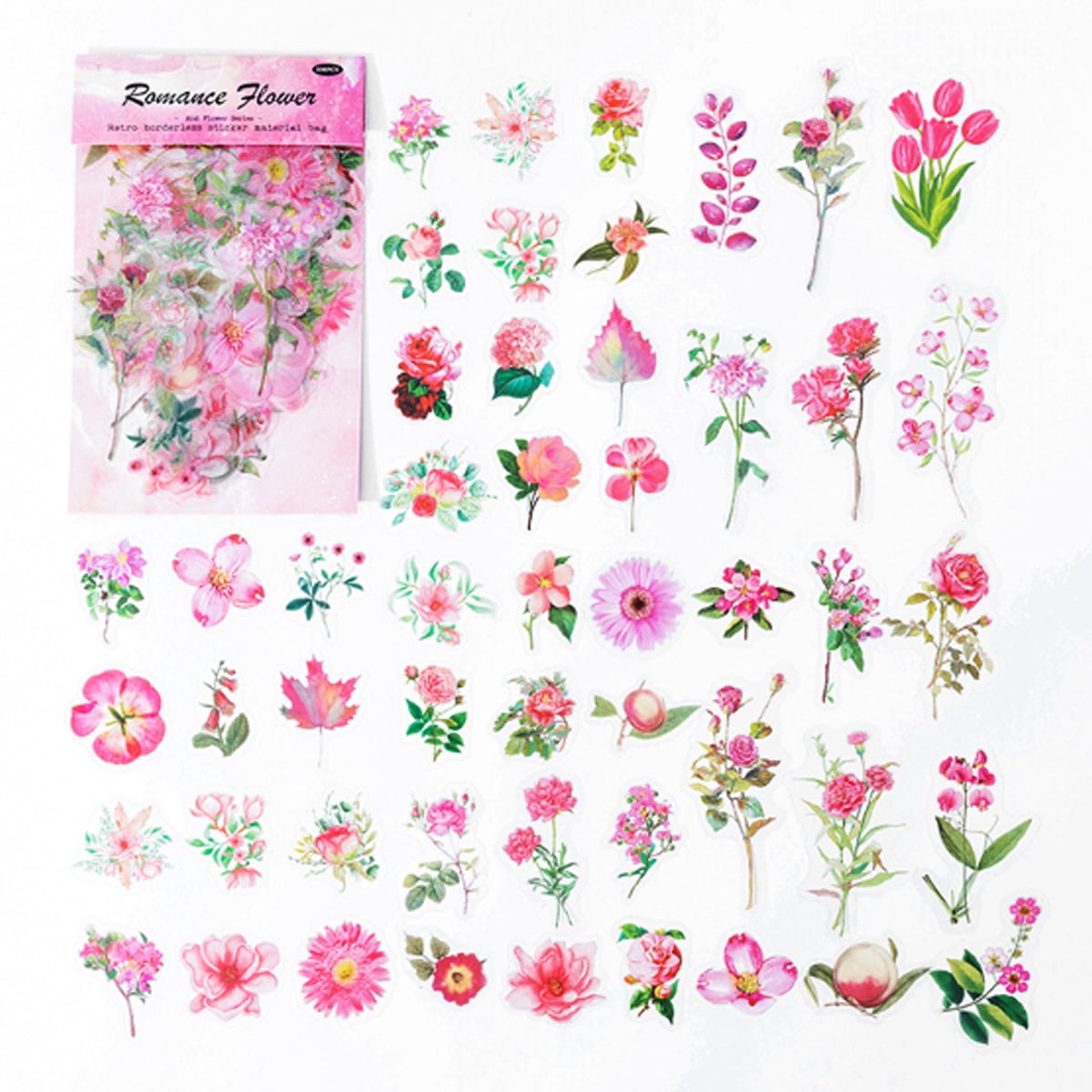 NOGAMOGA 80 Pcs Natural Flower Stickers for Scrapbooking, Vintage Plants Flowers Collection Big Size Waterproof Stickers for Scrapbook, Journaling