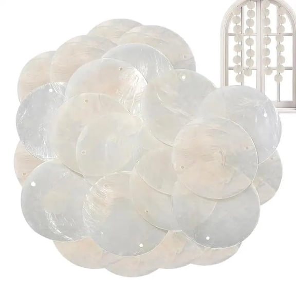 100 Pcs Natural Polished Capiz Shells with Pre-Drilled Holes, Bulk Sea Shells for DIY Crafts, Jewelry Making, Home Wedding Decor