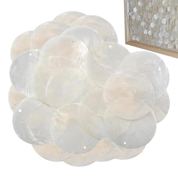 100 Pcs Natural Polished Capiz Shells with Pre-Drilled Holes, Bulk Sea Shells for DIY Crafts, Jewelry Making, Home Wedding Decor