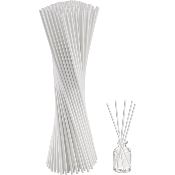 100 Pcs Natural Reed Diffuser Sticks, 7.8 Inch Thick Rattan Wood Diffuser Sticks, Fibre Reed Diffuser Refill Sticks for Essential Oil, Replacement Diffuser Sticks for Home Office Aromatherapy