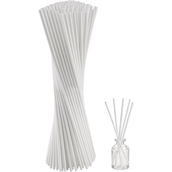 100 Pcs Natural Reed Diffuser Sticks, 7.8 Inch Thick Rattan Wood Diffuser Sticks, Fibre Reed Diffuser Refill Sticks for Essential Oil, Replacement Diffuser Sticks for Home Office Aromatherapy