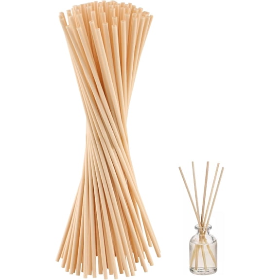 100 Pcs Natural Reed Diffuser Sticks, 7.8 Inch Thick Rattan Wood Diffuser Sticks, Fibre Reed Diffuser Refill Sticks for Essential Oil, Replacement Diffuser Sticks for Home Office Aromatherapy