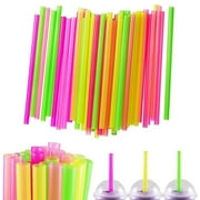 100 Pcs Neon Drinking Straws Smoothie Milkshake Tea Large Plastic Jumbo Party
