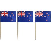 100 Pcs New Zealand Flag New Zealander Toothpick Flags, Small Mini Stick Cupcake Toppers New Zealander Flags,Country Picks Party Decoration Celebration Cocktail Food Bar Cake Flags