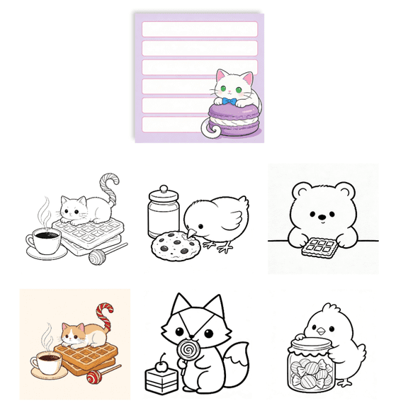 100 Pcs No-Repeat Double-Sided Sticky Notes: Original Coloring & Message, Unique Designs