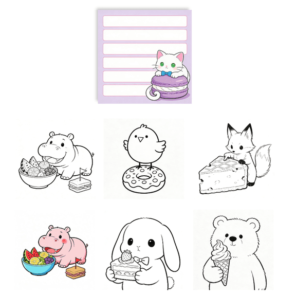 100 Pcs No-Repeat Sticky Notes: Original Double-Sided Coloring & Writing, Unique Pattern Memo Pads